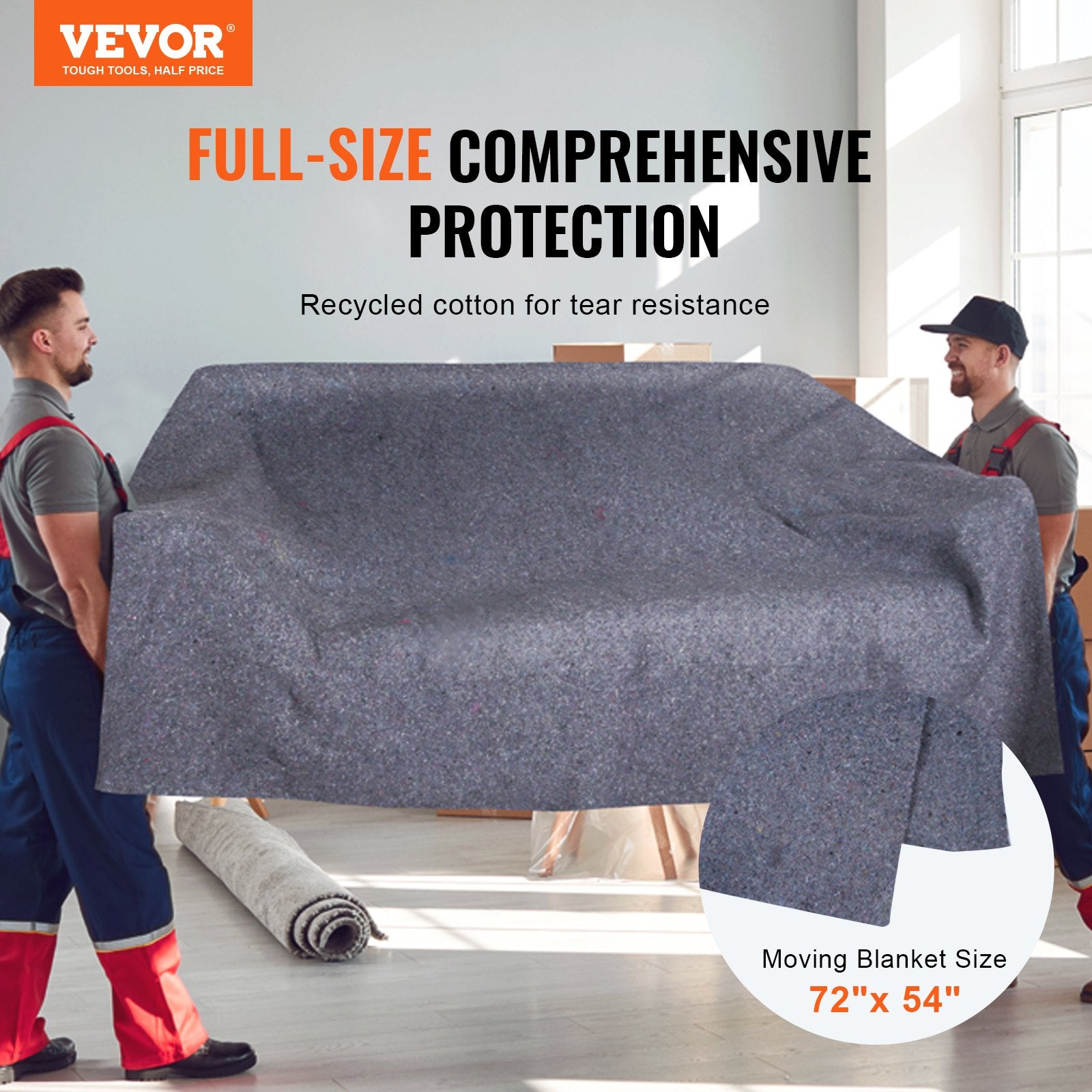 Blankets & Throws: VEVOR Moving Blankets, 1829 x 1372 mm, 12 kg/dz Weight, 12 Pack, Professional Recycled Cotton Packing Blanket, Large Heavy Duty Shipping Mover Pads Perfect for Protecting Furniture, Floors, Appliances