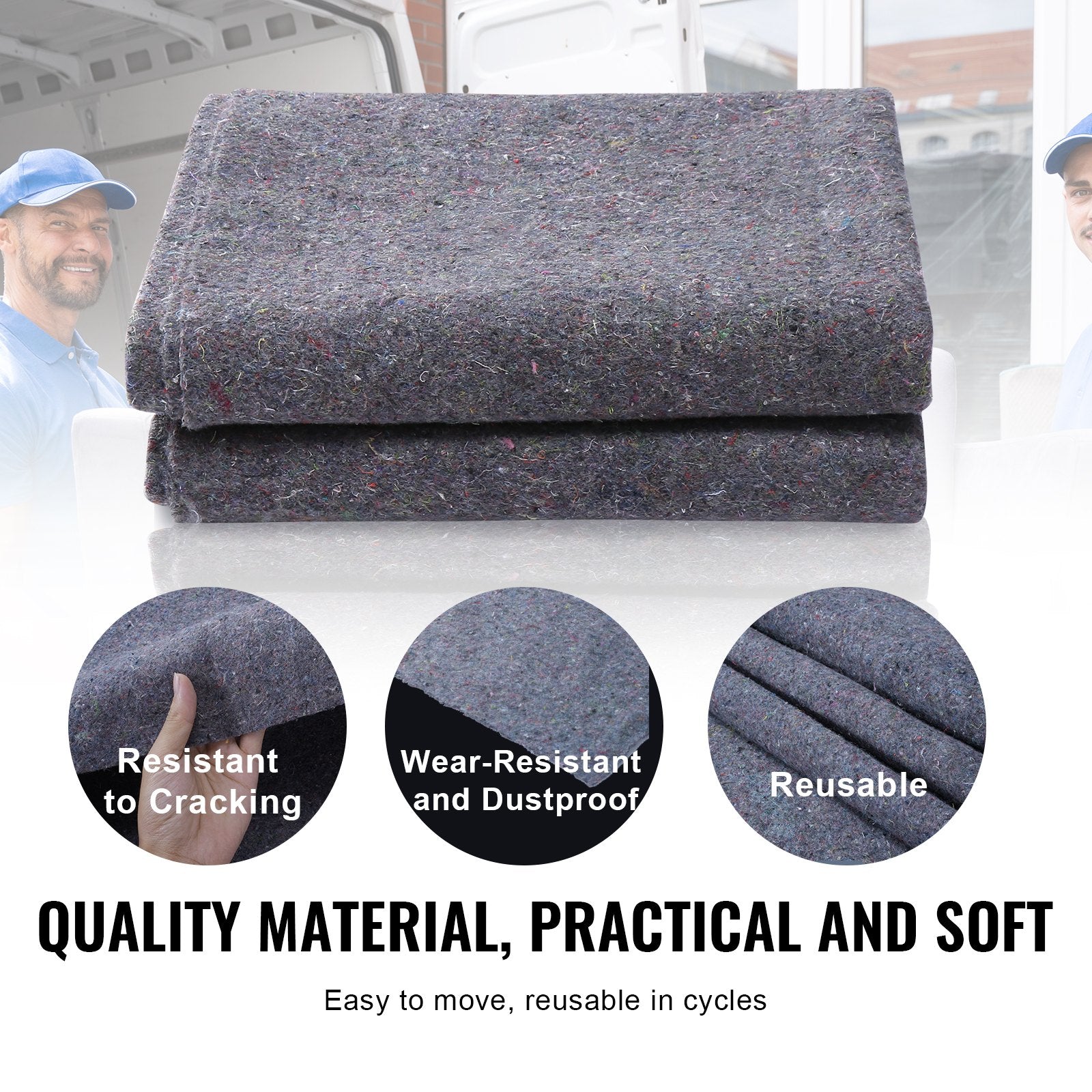 Blankets & Throws: VEVOR Moving Blankets, 1829 x 1372 mm, 12 kg/dz Weight, 12 Pack, Professional Recycled Cotton Packing Blanket, Large Heavy Duty Shipping Mover Pads Perfect for Protecting Furniture, Floors, Appliances