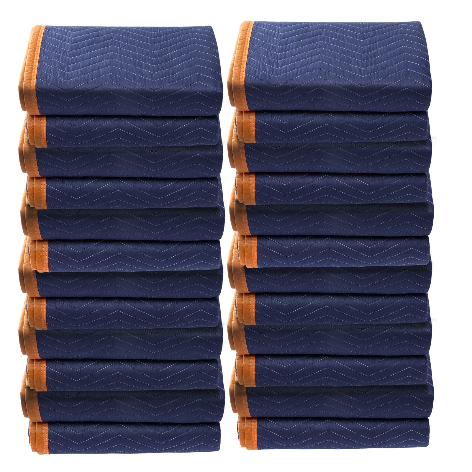 Moving Blankets, 2032 x 1829 mm, 29.5 kg/dz, 12 Packs, Professional Non-Woven & Recycled Cotton Packing Blanket, Heavy Duty Mover Pads for Protecting Furniture, Floors, Appliances, Blue/Orange