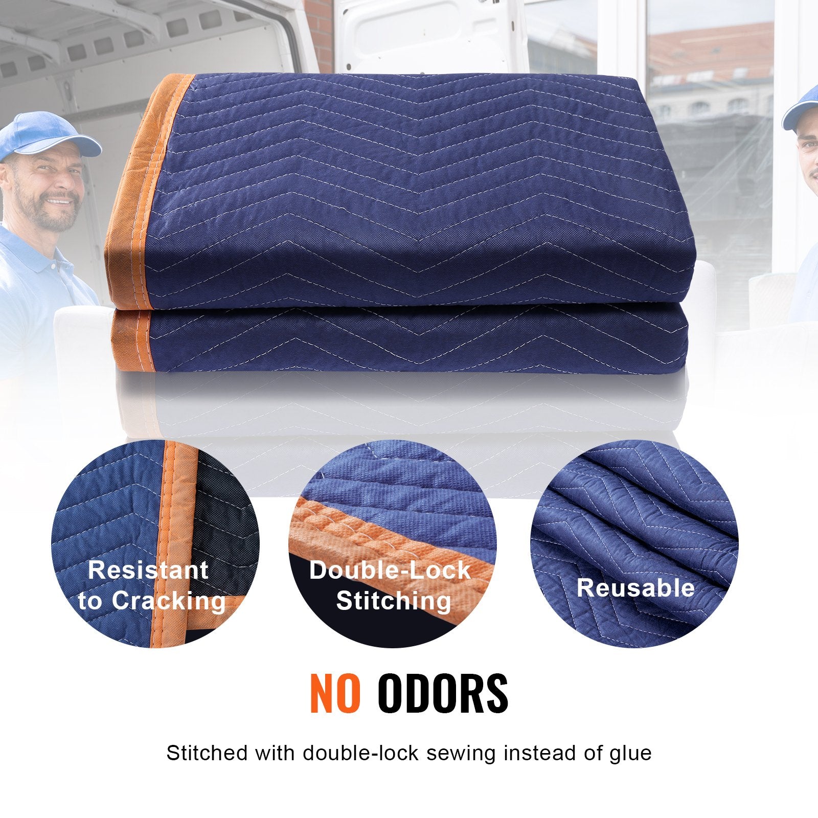 Blankets & Throws: VEVOR Moving Blankets, 2032 x 1829 mm, 15.6 kg/dz, 12 Packs, Professional Non-Woven & Recycled Cotton Packing Blanket, Heavy Duty Mover Pads for Protecting Furniture, Floors, Appliances, Blue/Orange