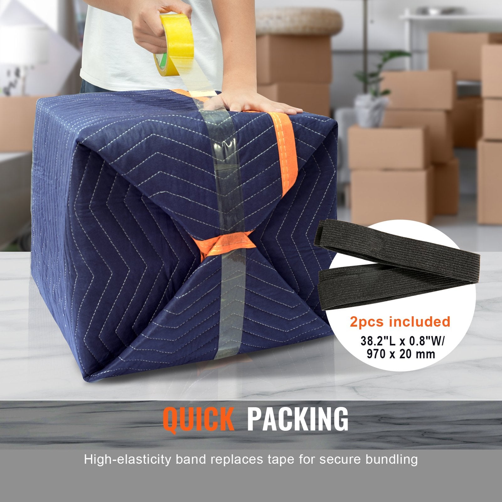 Blankets & Throws: VEVOR Moving Blankets, 2032 x 1829 mm, 15.6 kg/dz, 12 Packs, Professional Non-Woven & Recycled Cotton Packing Blanket, Heavy Duty Mover Pads for Protecting Furniture, Floors, Appliances, Blue/Orange