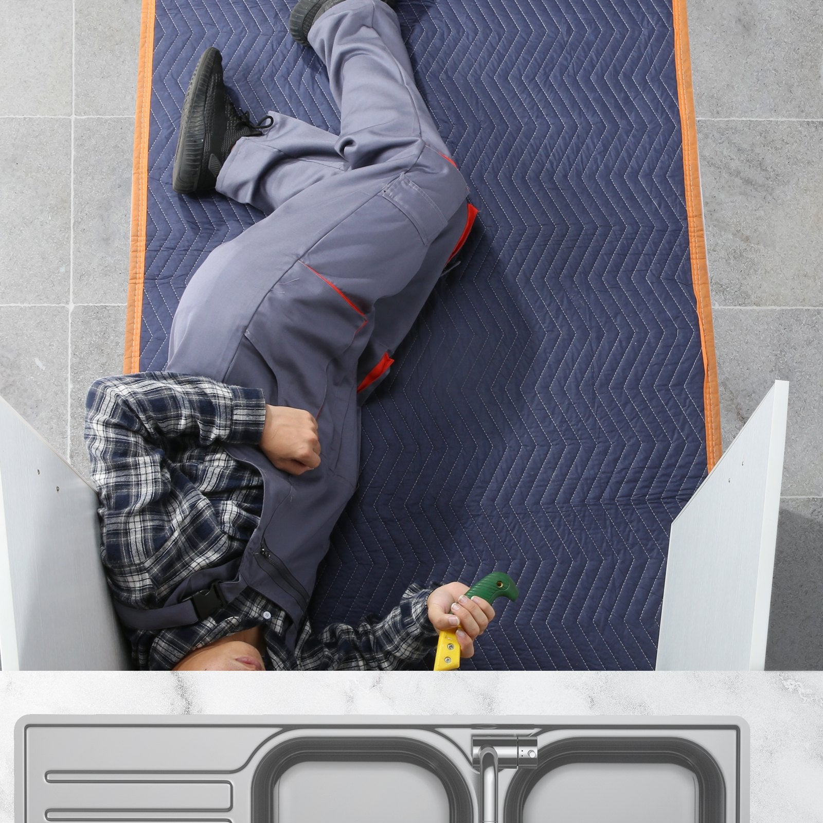 Blankets & Throws: VEVOR Moving Blankets, 2032 x 1829 mm, 15.6 kg/dz, 12 Packs, Professional Non-Woven & Recycled Cotton Packing Blanket, Heavy Duty Mover Pads for Protecting Furniture, Floors, Appliances, Blue/Orange