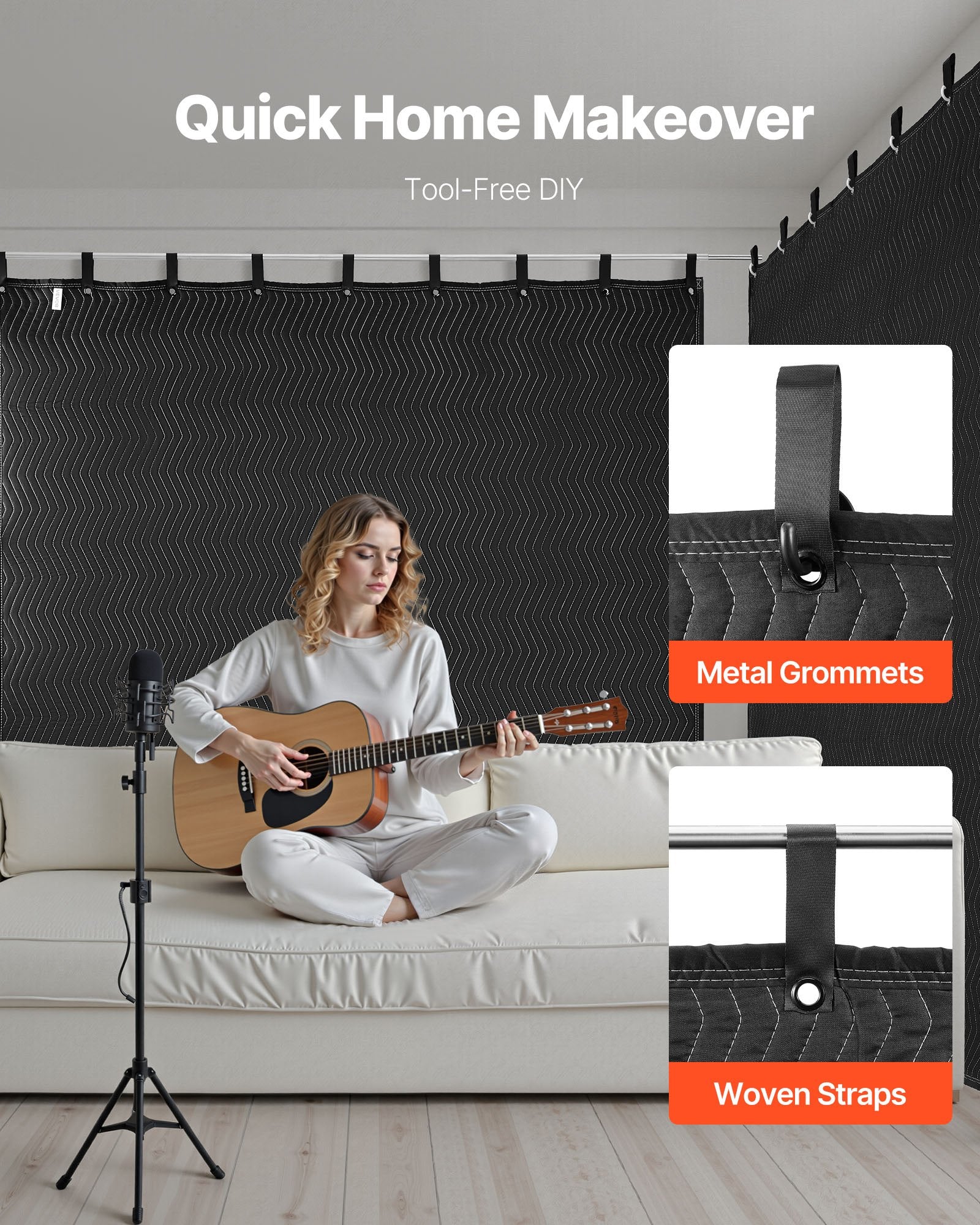 Toy Boxes: VEVOR 2 Pack Sound Dampening Blankets, 2438 x 2032 mm, Extra Large Soundproof Blanket with Grommets, Studio Grommeted Blanket with Cotton Filling, for Window, Door, Light Blocker, Music Recording