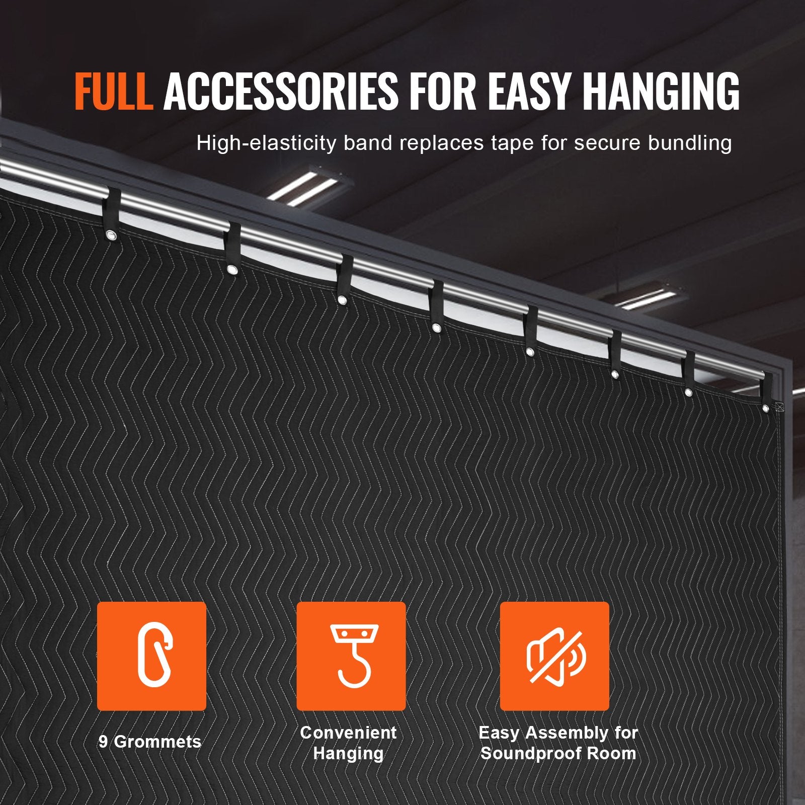 Automotive Repair & Speciality Tools: VEVOR Sound Dampening Blanket, 2438 x 2032 mm Extra Large Studio Grommeted Soundproof Blanket with Grommets, Light Blocker for Door Acoustic Noise Blocking Blanket Studio Sound Absorption Sheet, Black