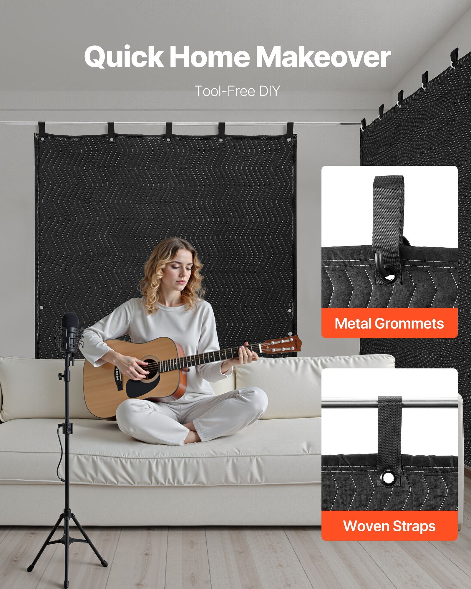 Toy Boxes: VEVOR Sound Dampening Blankets, Soundproof Curtains with 2032 x 1219 mm, Soundproof Blanket with Grommets, Studio Grommeted Blanket, for Window, Door, Light Blocker, Music Recording, Black