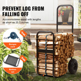 Side Tables: VEVOR Firewood Log Cart, 113 kg Load Capacity, Outdoor and Indoor Wood Rack Storage Mover with Pneumatic Rubber Wheels, Heavy Duty Steel Dolly Hauler, Firewood Carrier for Fireplace, Fire Pit, Black