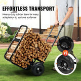 Side Tables: VEVOR Firewood Log Cart, 113 kg Load Capacity, Outdoor and Indoor Wood Rack Storage Mover with Pneumatic Rubber Wheels, Heavy Duty Steel Dolly Hauler, Firewood Carrier for Fireplace, Fire Pit, Black