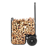 Side Tables: VEVOR Firewood Log Cart, 113 kg Load Capacity, Outdoor and Indoor Wood Rack Storage Mover with Pneumatic Rubber Wheels, Heavy Duty Steel Dolly Hauler, Firewood Carrier for Fireplace, Fire Pit, Black