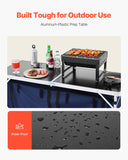 BBQ Tools: VEVOR Camping Kitchen Table, Folding Outdoor Cooking Table, 3 Adjustable Height, Aluminum Lightweight Portable Cook Station with Storage Organizer, Carry Handle, for BBQ Party Picnic RV Travel, Blue