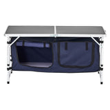 BBQ Tools: VEVOR Camping Kitchen Table, Folding Outdoor Cooking Table, 3 Adjustable Height, Aluminum Lightweight Portable Cook Station with Storage Organizer, Carry Handle, for BBQ Party Picnic RV Travel, Blue