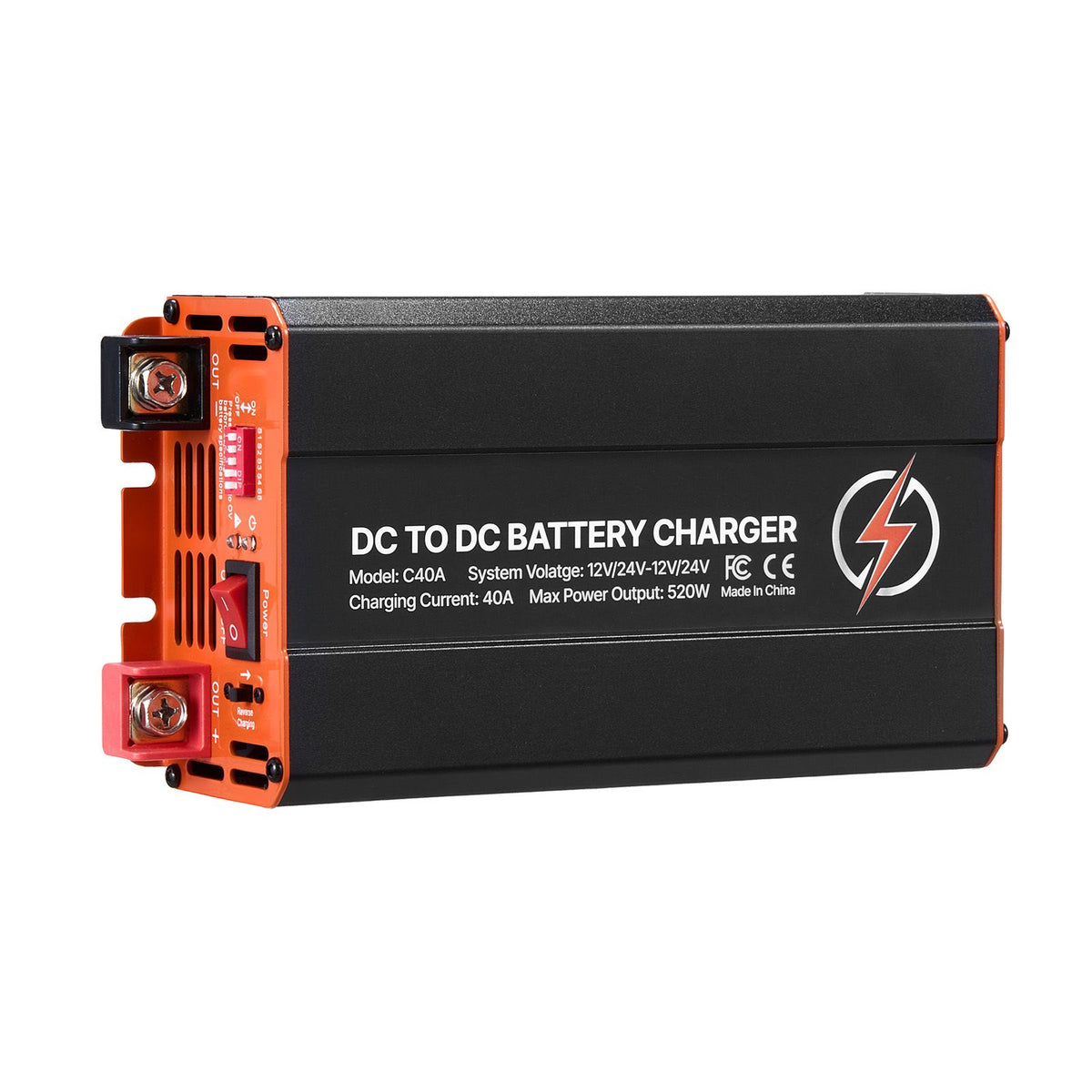 DC to DC Battery Charger, 520W, 40A Alternator Charger, Fast DC-DC Charging for Portable Power Stations, Compatible with LiFePO4 Lead-Acid AGM GEL Batteries, for RVs, Cars, Home Backup Power