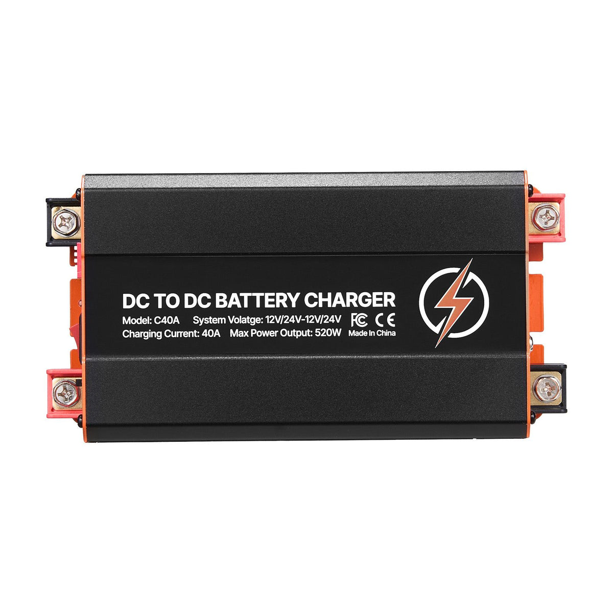 DC to DC Battery Charger, 520W, 40A Alternator Charger, Fast DC-DC Charging for Portable Power Stations, Compatible with LiFePO4 Lead-Acid AGM GEL Batteries, for RVs, Cars, Home Backup Power