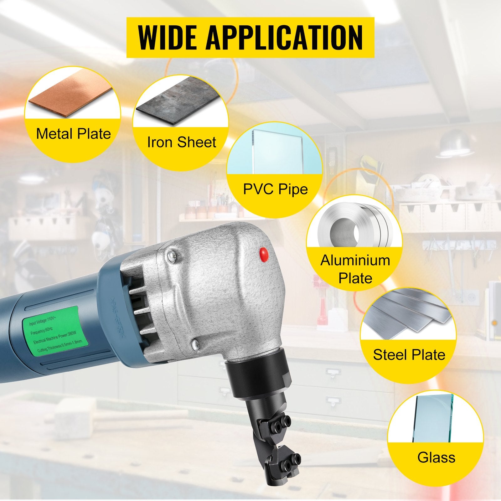 Electric Nibbler 1.8mm Heavy Duty Metal Sheet Cutter Stainless Steel 380W