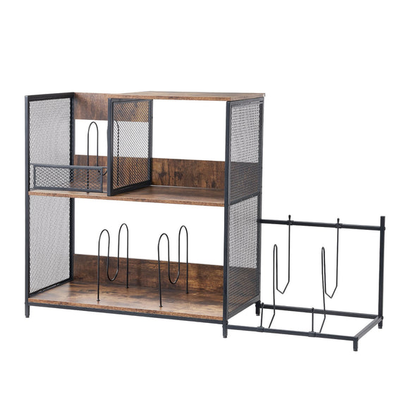 VEVOR 3-Tier Record Player Stand with Guitar Holder, Turntable Stand with Storage Holds Up to 300 Albums, Vinyl Record Cabinet with Metal Mesh Frame for Living Room, Bedroom, Black