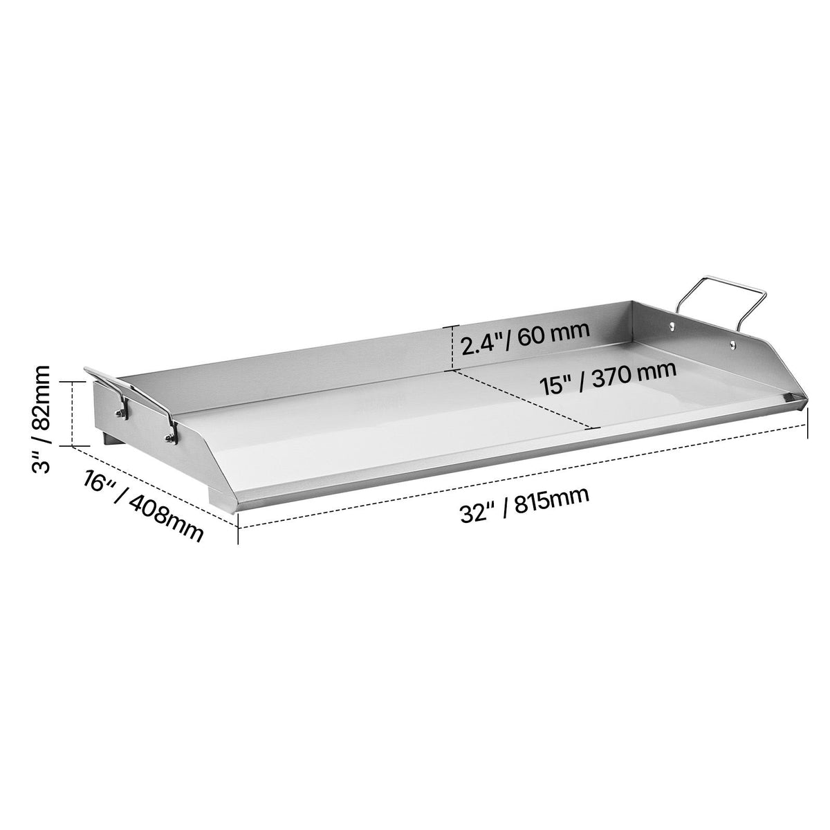Stainless Steel Griddle, 32x16 inch Universal Flat Top Rectangular Plate, Gas Grill Griddle for BBQ Grill, Teppanyaki, Portable Family Cookware with Handle, for Camping Tailgating Party