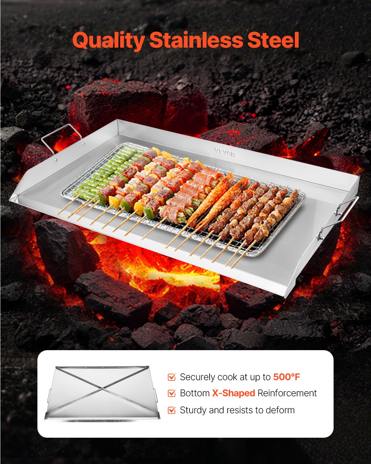BBQ Tools: VEVOR 36x22 in Flat Top Griddle Stainless Steel Universal BBQ Grill Pan Cookware