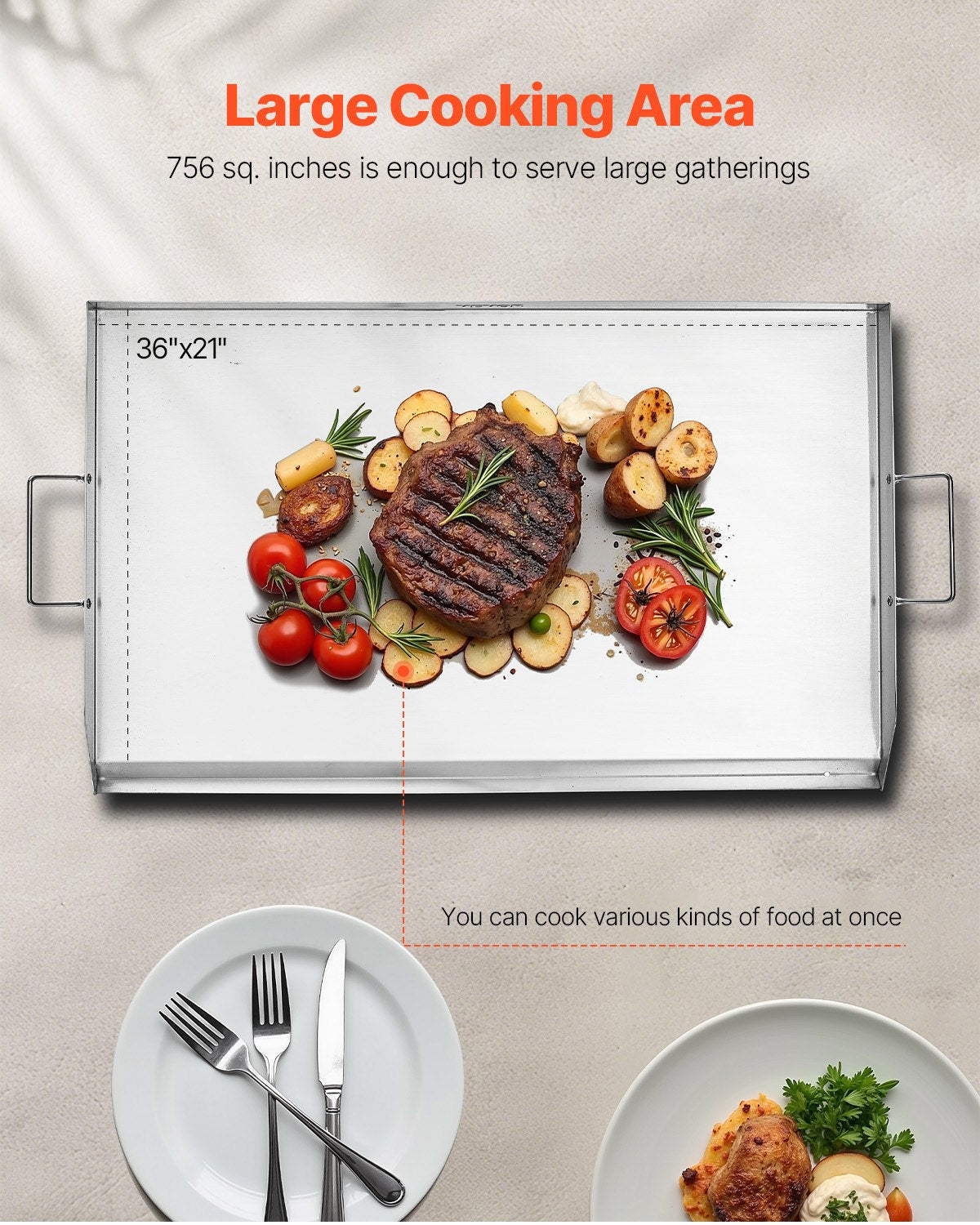 BBQ Tools: VEVOR 36x22 in Flat Top Griddle Stainless Steel Universal BBQ Grill Pan Cookware
