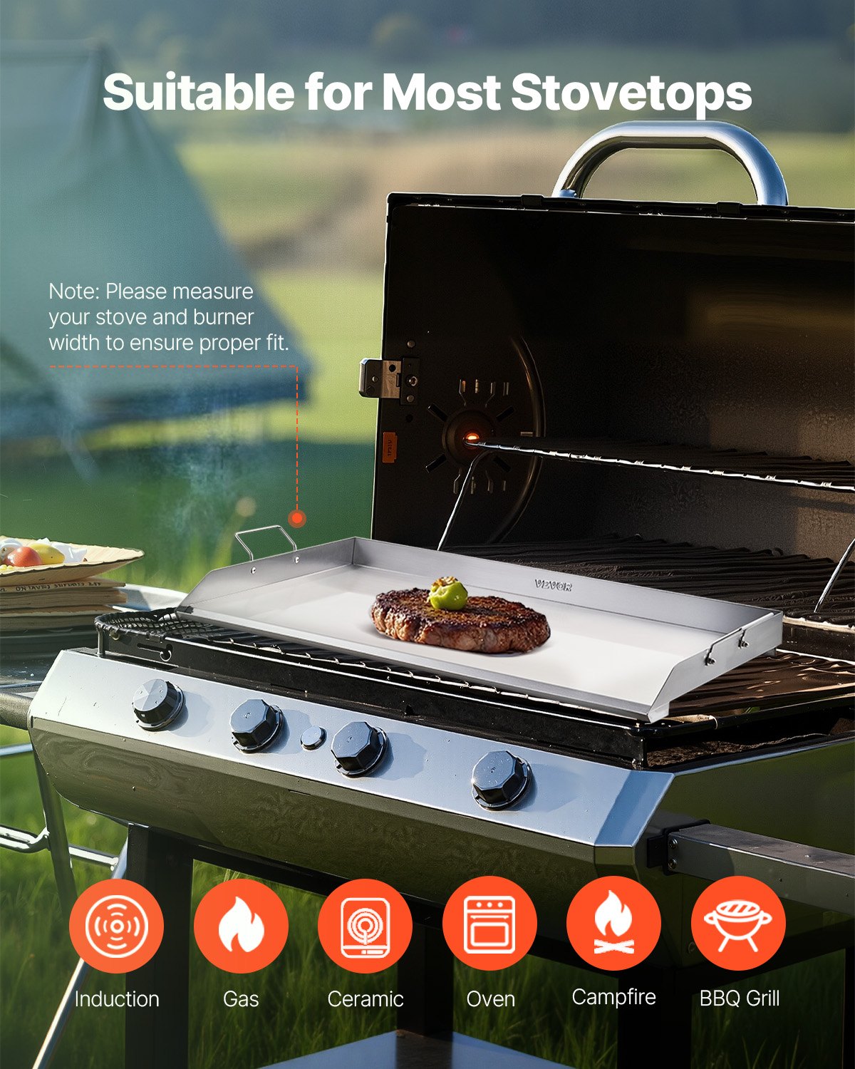 BBQ Tools: VEVOR 36x22 in Flat Top Griddle Stainless Steel Universal BBQ Grill Pan Cookware