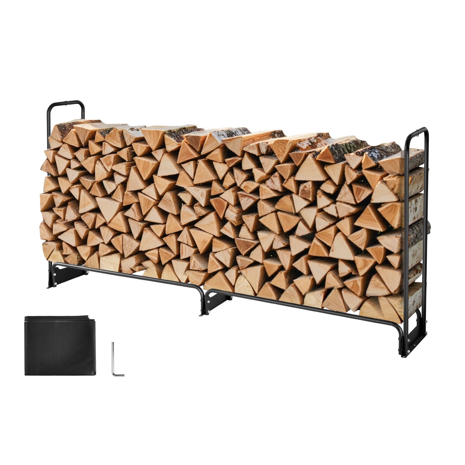 Coat Racks: VEVOR Firewood Rack with Waterproof Cover, 257 x 36 x 117 cm Outdoor Firewood Holder, 660lb Weight Capacity, 1/2 Cord Log Holder, Half-Covered, Powder-coated Wood Storage Rack for Fireplace Deck