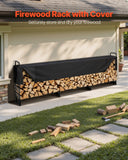 Coat Racks: VEVOR Firewood Rack with Waterproof Cover, 383 x 36 x 117 cm Outdoor Firewood Holder, 660lb Weight Capacity, 1/2 Cord Log Holder, Half-Covered, Powder-coated Wood Storage Rack for Fireplace Deck