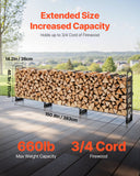Coat Racks: VEVOR Firewood Rack with Waterproof Cover, 383 x 36 x 117 cm Outdoor Firewood Holder, 660lb Weight Capacity, 1/2 Cord Log Holder, Half-Covered, Powder-coated Wood Storage Rack for Fireplace Deck