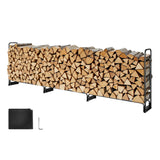 Coat Racks: VEVOR Firewood Rack with Waterproof Cover, 383 x 36 x 117 cm Outdoor Firewood Holder, 660lb Weight Capacity, 1/2 Cord Log Holder, Half-Covered, Powder-coated Wood Storage Rack for Fireplace Deck
