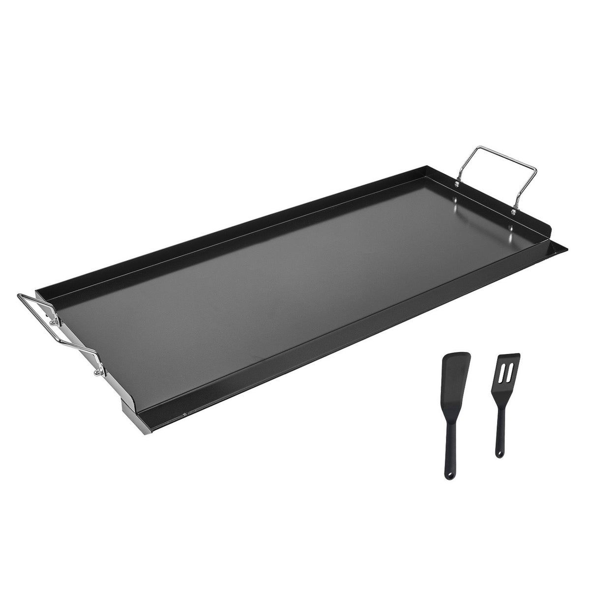 Carbon Steel Griddle, 32x14 inch Universal Flat Top Rectangular Plate, Gas Grill Griddle for BBQ Grill, Teppanyaki, Portable Family Cookware with Handle, for Camping Tailgating Party