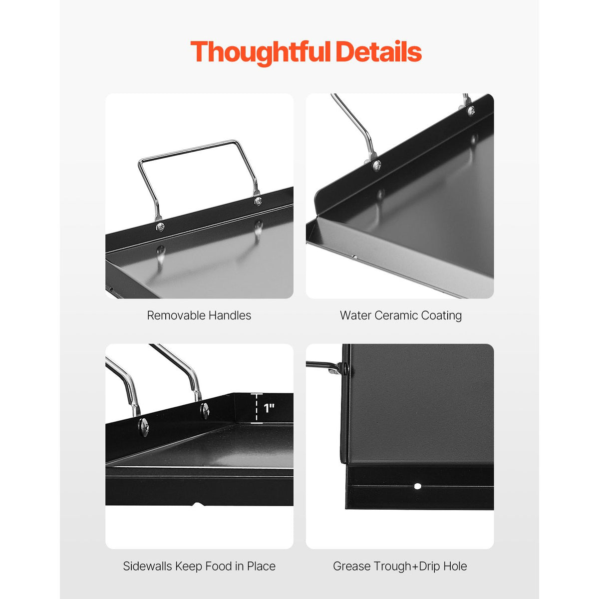 Carbon Steel Griddle, 32x14 inch Universal Flat Top Rectangular Plate, Gas Grill Griddle for BBQ Grill, Teppanyaki, Portable Family Cookware with Handle, for Camping Tailgating Party
