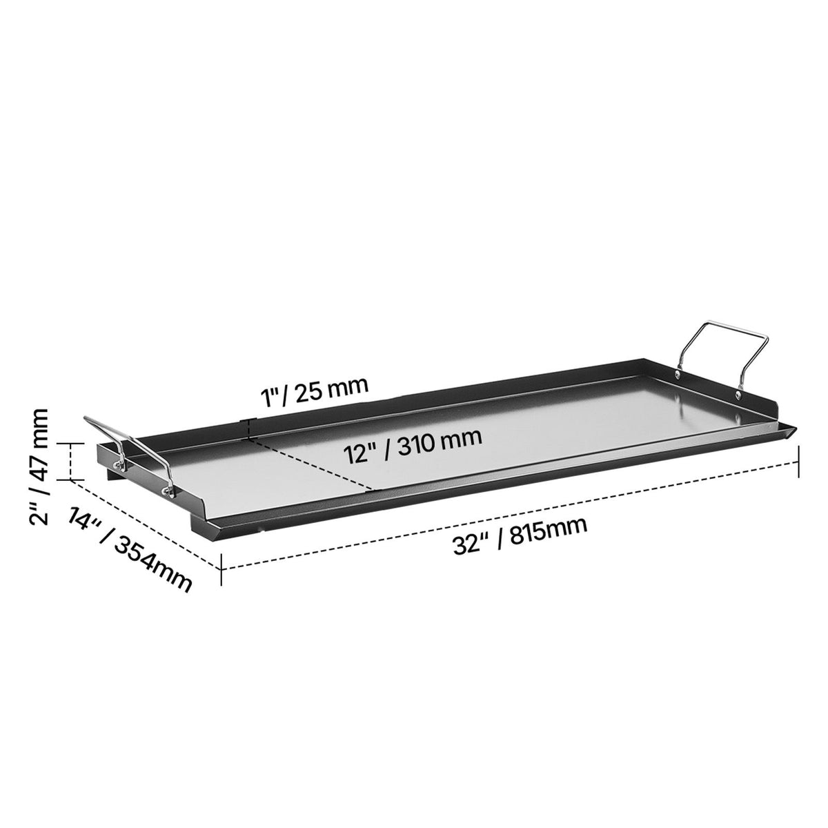Carbon Steel Griddle, 32x14 inch Universal Flat Top Rectangular Plate, Gas Grill Griddle for BBQ Grill, Teppanyaki, Portable Family Cookware with Handle, for Camping Tailgating Party