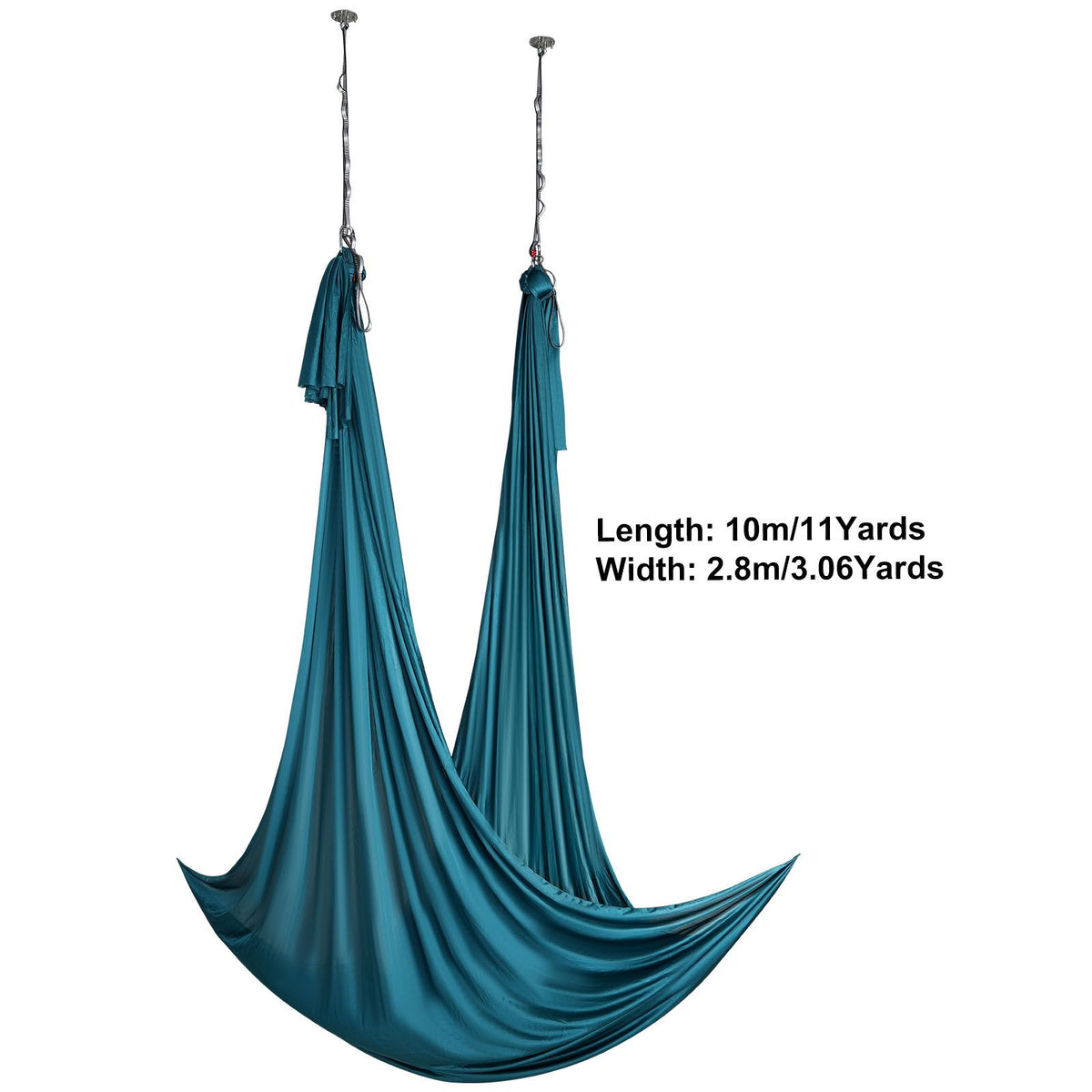 Aerial Silk & Yoga Swing, 10 m Length, Aerial Yoga Hammock Kit with 100gsm Nylon Fabric, Full Rigging Hardware & Easy Set-up Guide, Antigravity Flying for All Levels Fitness Bodybuilding, Green