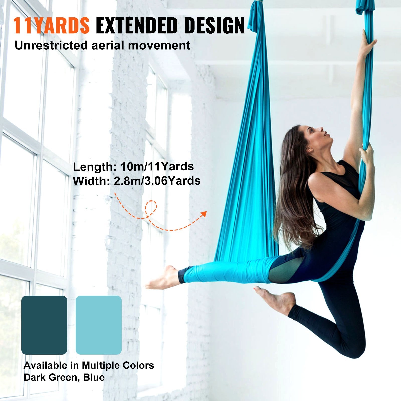 Fishing Tackle: VEVOR Aerial Silk & Yoga Swing, 10 m Length, Aerial Yoga Hammock Kit with 100gsm Nylon Fabric, Full Rigging Hardware & Easy Set-up Guide, Antigravity Flying for All Levels Fitness Bodybuilding, Blue
