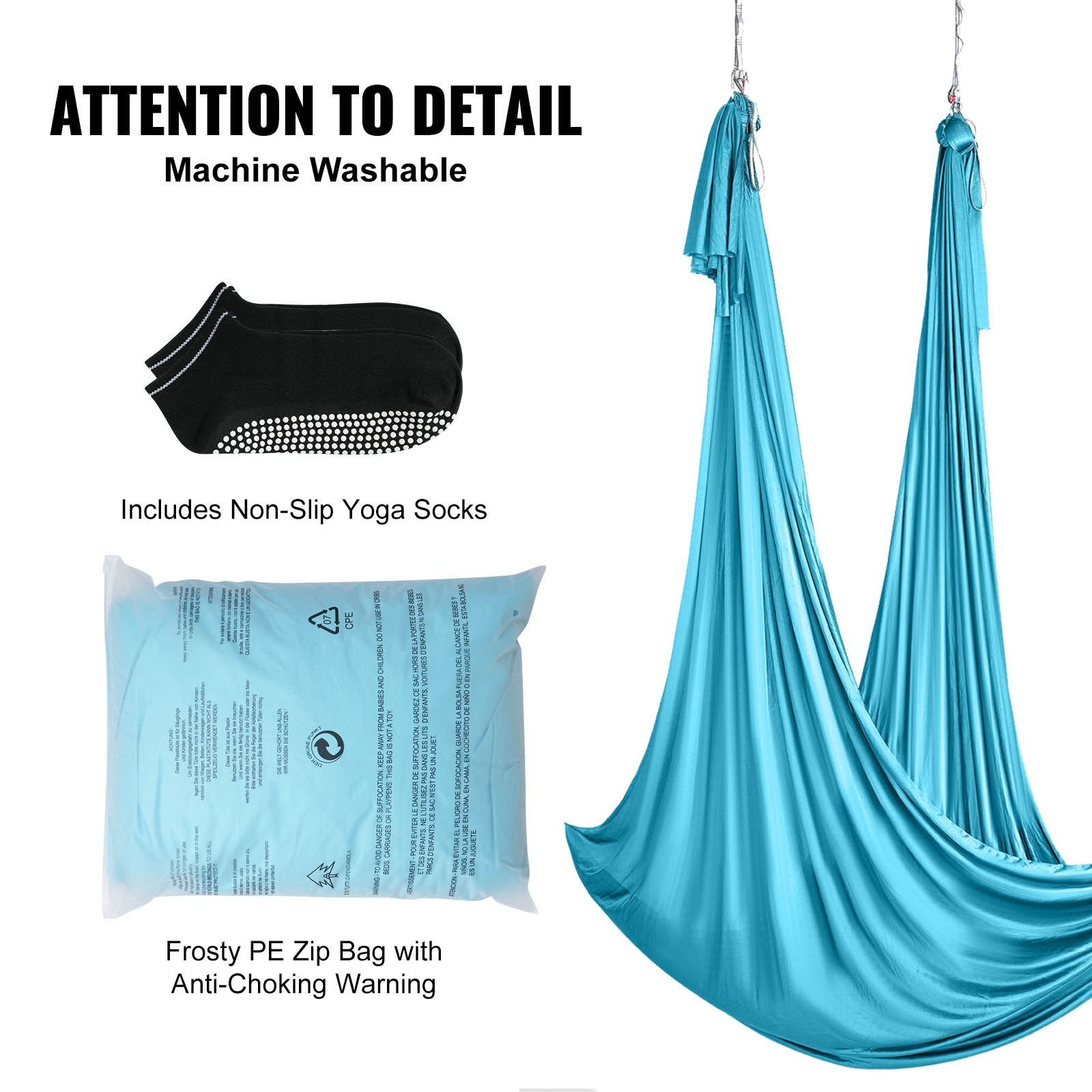 Fishing Tackle: VEVOR Aerial Silk & Yoga Swing, 10 m Length, Aerial Yoga Hammock Kit with 100gsm Nylon Fabric, Full Rigging Hardware & Easy Set-up Guide, Antigravity Flying for All Levels Fitness Bodybuilding, Blue
