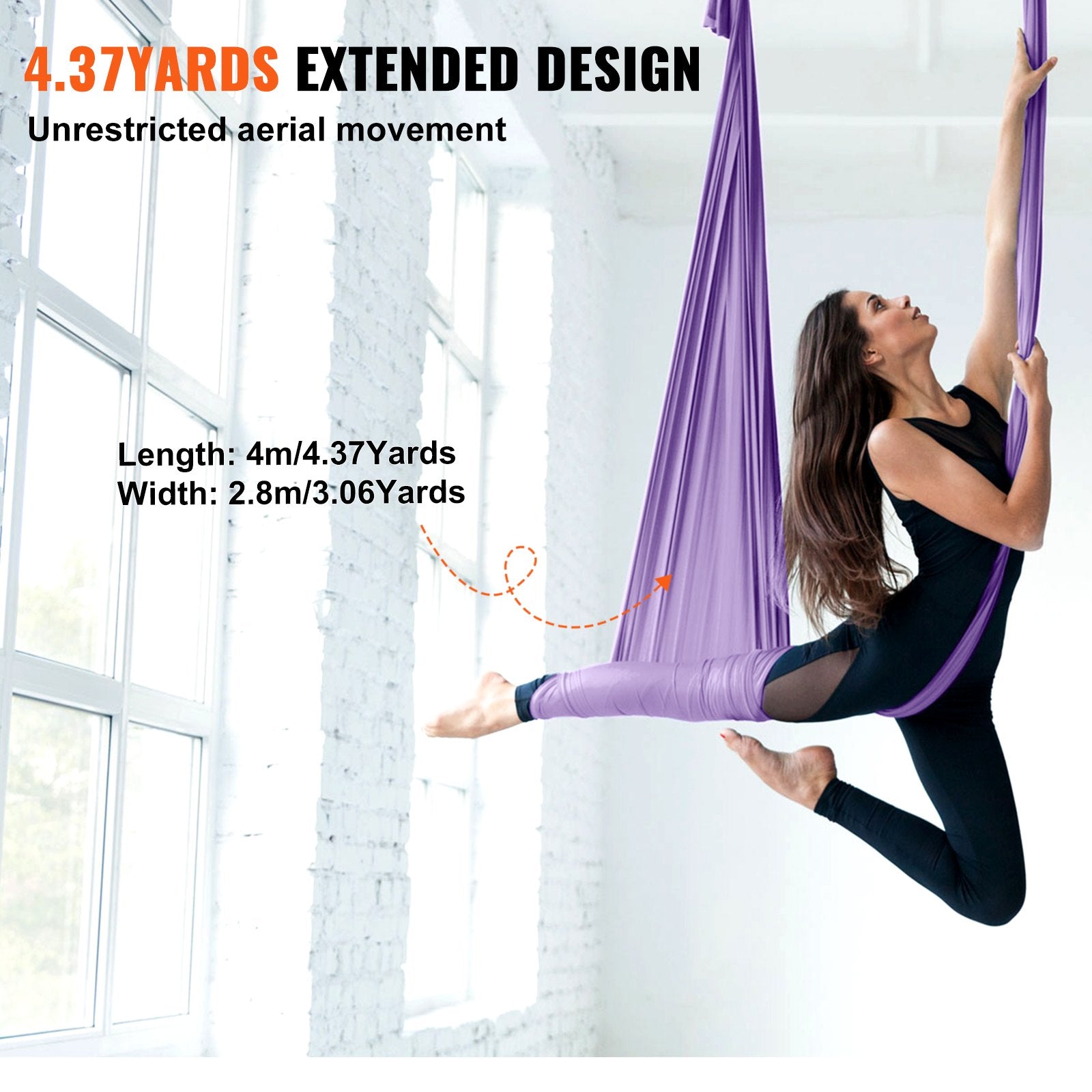 Exercise Bikes: VEVOR Aerial Yoga Hammock & Swing, 4 m Length, Yoga Starter Kit with 100gsm Nylon Fabric, Full Rigging Hardware and Easy Set-up Guide, Antigravity Flying for All Levels Fitness Bodybuilding, Purple
