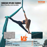 Outdoor Sofas & Lounge Sets: VEVOR Aerial Yoga Hammock & Swing, 5 m Length Aerial Yoga Starter Kit with 100gsm Nylon Fabric, Full Rigging Hardware & Easy Set-up Guide, Antigravity Flying for All Levels Fitness Bodybuilding, Green