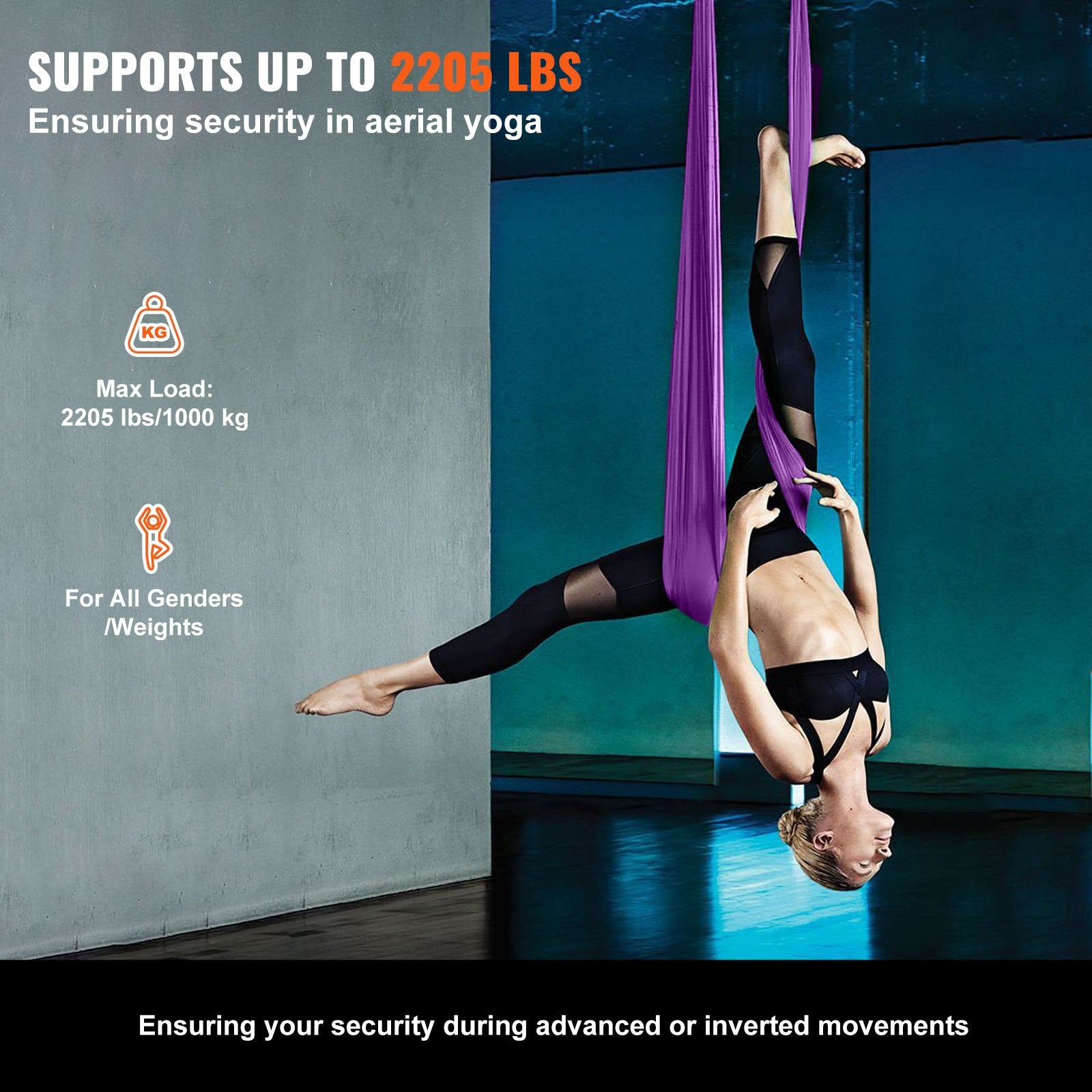 Exercise Bikes: VEVOR Aerial Silk & Yoga Swing, 8 m Length, Aerial Yoga Hammock Kit with 100gsm Nylon Fabric, Full Rigging Hardware & Easy Set-up Guide, Antigravity Flying for All Levels Fitness Bodybuilding, Purple