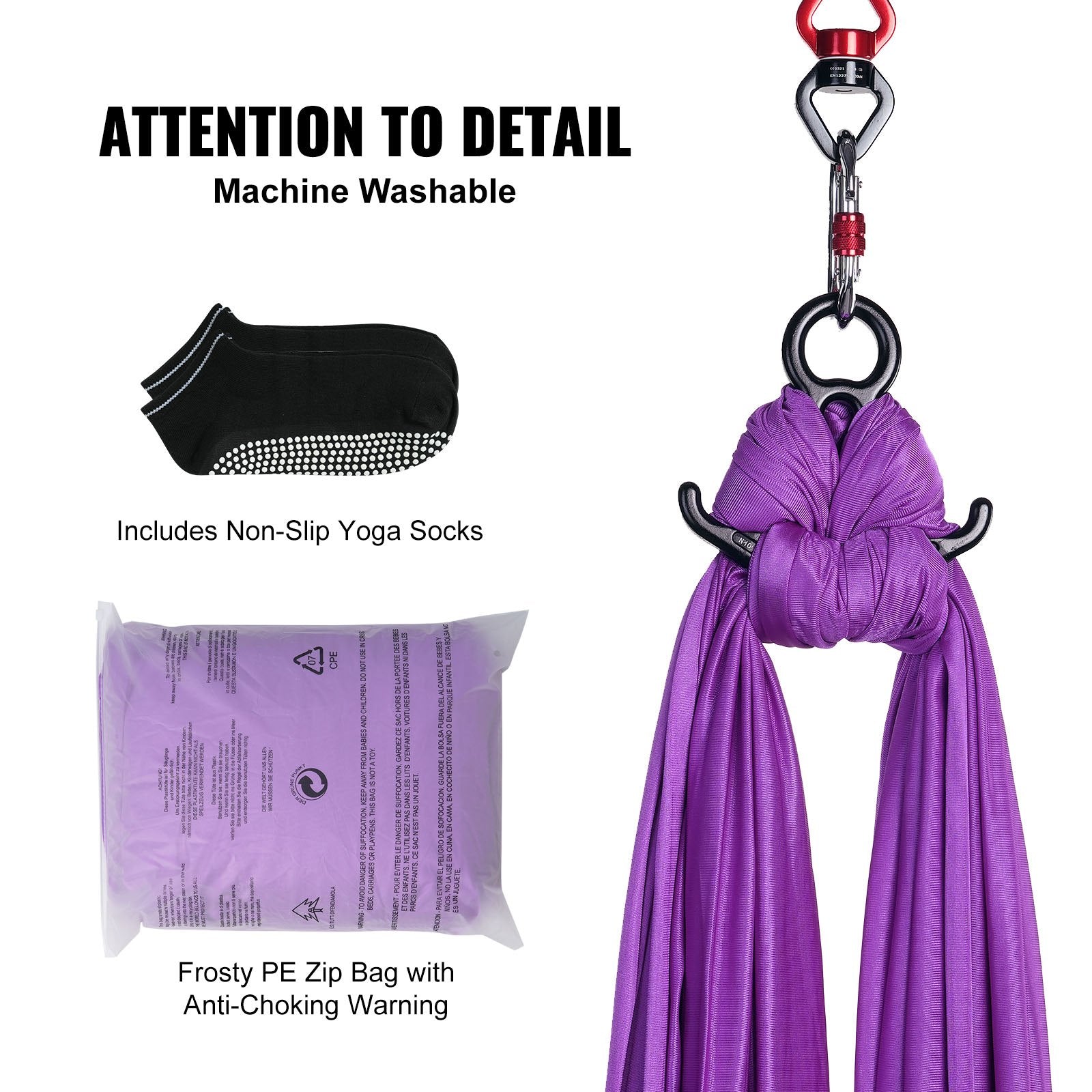 Exercise Bikes: VEVOR Aerial Silk & Yoga Swing, 8 m Length, Aerial Yoga Hammock Kit with 100gsm Nylon Fabric, Full Rigging Hardware & Easy Set-up Guide, Antigravity Flying for All Levels Fitness Bodybuilding, Purple
