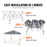 Tents: VEVOR Pop Up Canopy Tent, 10 x 10 ft, 250 D PU Silver Coated Tarp, with Portable Roller Bag and 4 Sandbags, Waterproof and Sun Shelter Gazebo for Outdoor Party, Camping, Commercial Events, Dark Gray