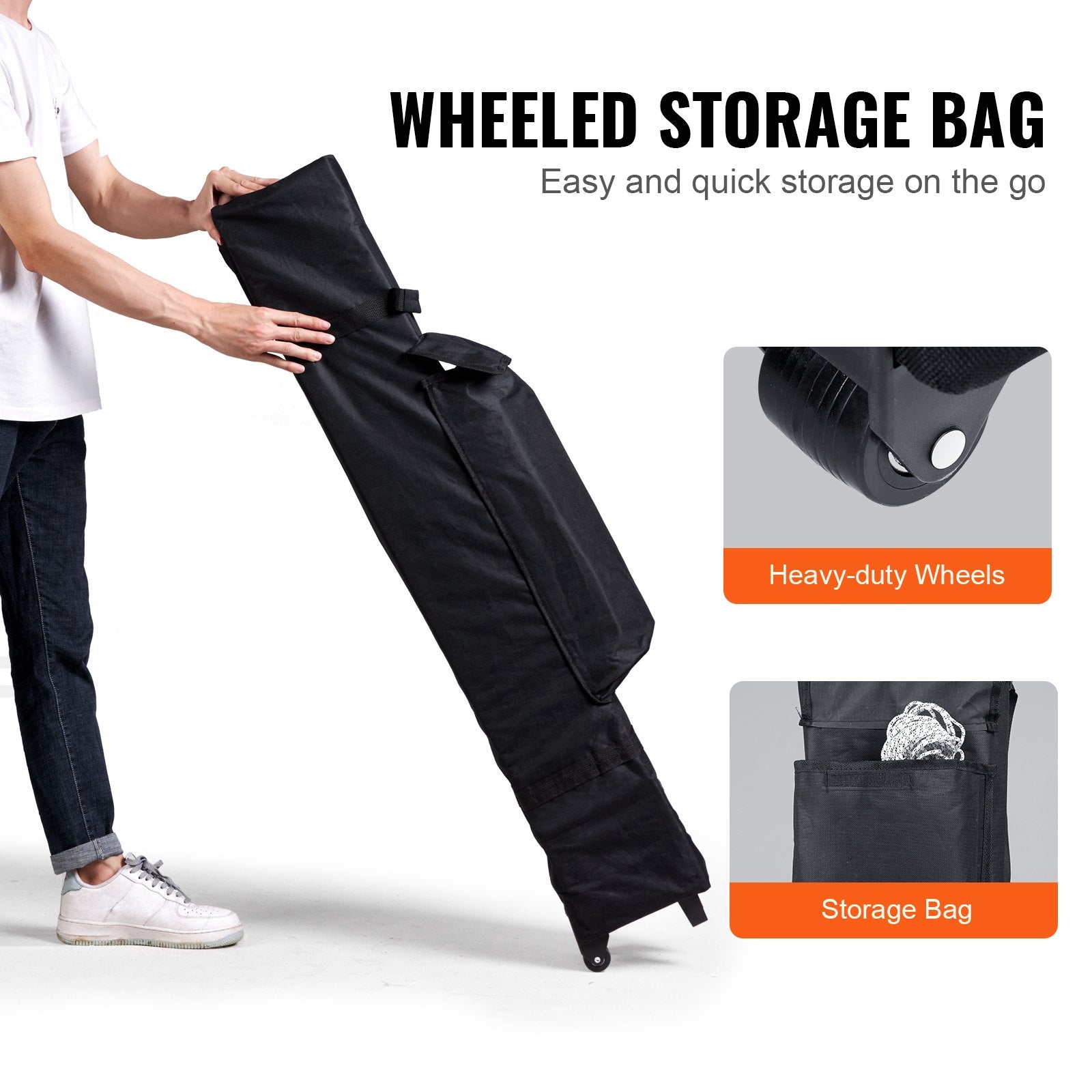 Pop Up Canopy Tent, 10 x 10 ft, 250 D PU Silver Coated Tarp, with Portable Roller Bag and 4 Sandbags, Waterproof and Sun Shelter Gazebo for Outdoor Party, Camping, Commercial Events, Dark Gray