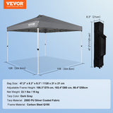 Tents: VEVOR Pop Up Canopy Tent, 10 x 10 ft, 250 D PU Silver Coated Tarp, with Portable Roller Bag and 4 Sandbags, Waterproof and Sun Shelter Gazebo for Outdoor Party, Camping, Commercial Events, Dark Gray