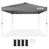 Tents: VEVOR Pop Up Canopy Tent, 10 x 10 ft, 250 D PU Silver Coated Tarp, with Portable Roller Bag and 4 Sandbags, Waterproof and Sun Shelter Gazebo for Outdoor Party, Camping, Commercial Events, Dark Gray