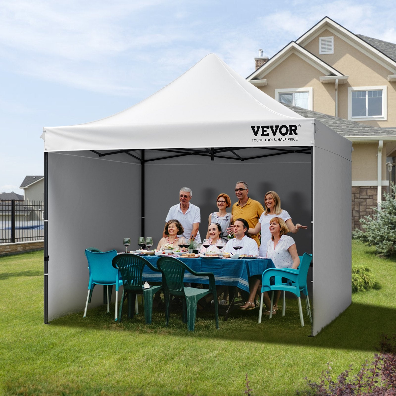 Canopies & Gazebos: VEVOR Pop Up Canopy Tent Outdoor Gazebo Tent 10x10FT with Sidewalls & Bag White