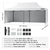 Canopies & Gazebos: VEVOR Pop Up Canopy Tent Outdoor Gazebo Tent 10x20FT with Sidewalls & Bag White