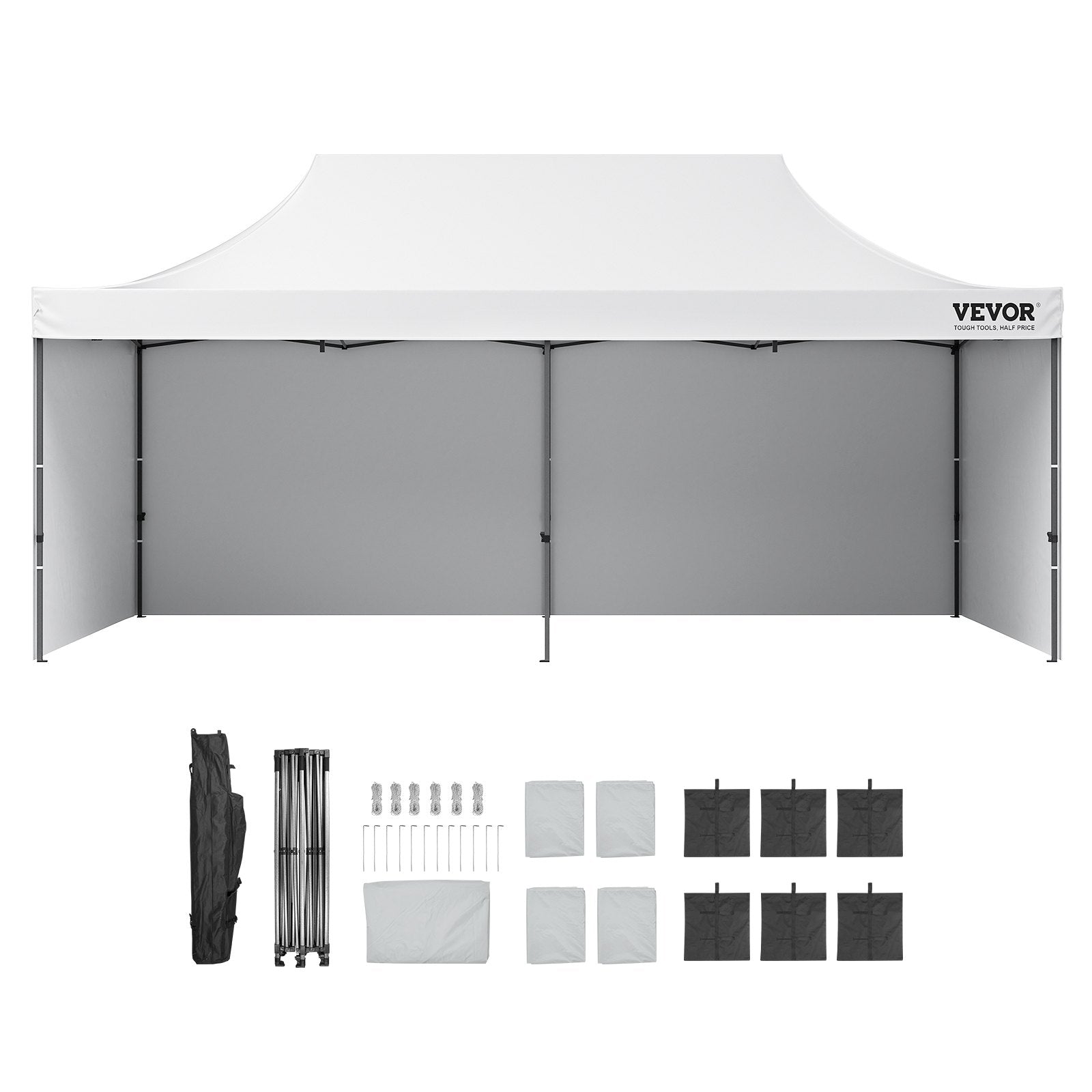 Canopies & Gazebos: VEVOR Pop Up Canopy Tent Outdoor Gazebo Tent 10x20FT with Sidewalls & Bag White