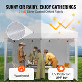 Canopies & Gazebos: VEVOR Pop Up Canopy, 2.95 x 2.95 m Instant Canopy Portable Gazebo with 3 Sidewalls & 2 Ventilated Windows, Height Adjustable Pop-Up Outdoor Shelter Tent for Events, Patio, Backyard, Party, Parking