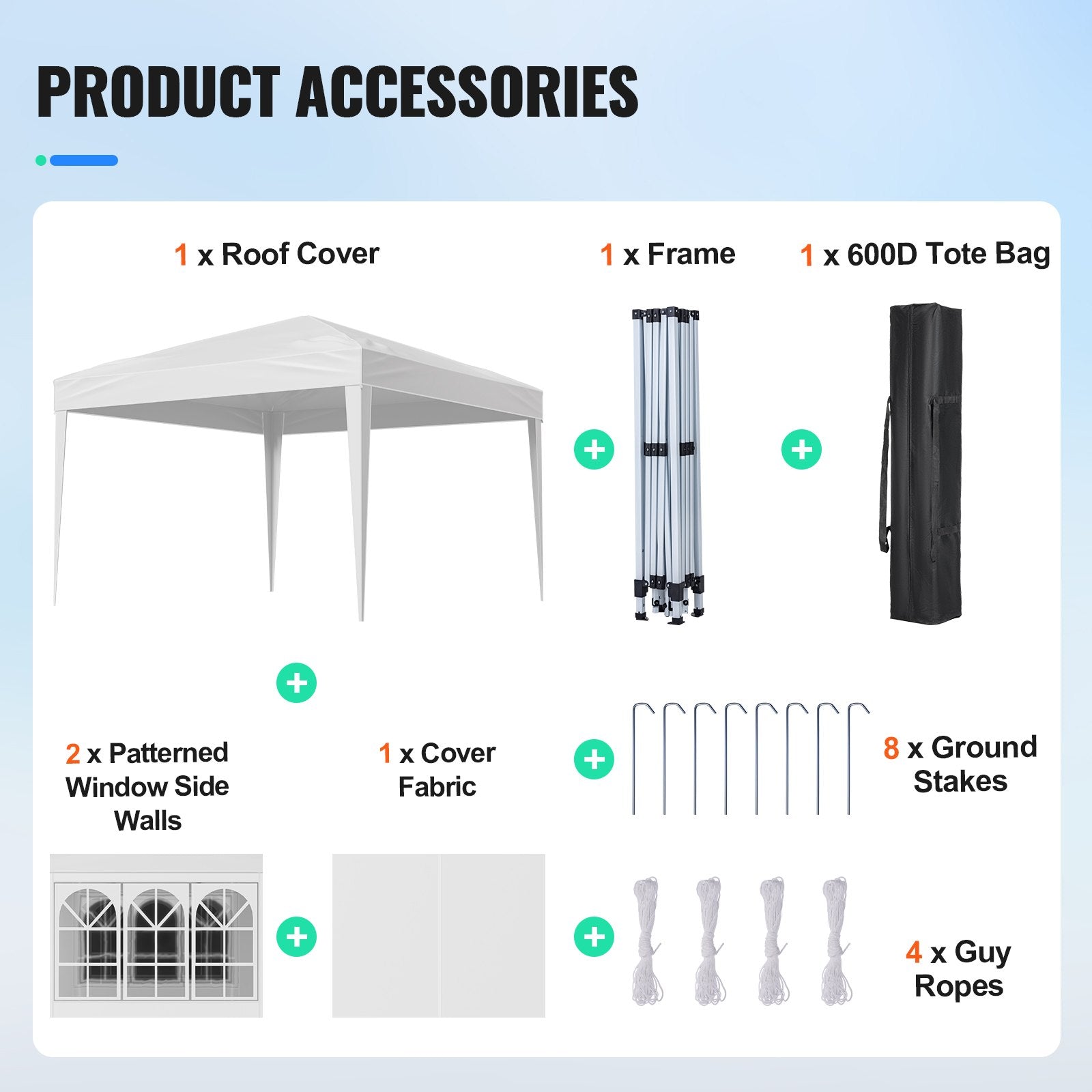 Canopies & Gazebos: VEVOR Pop Up Canopy, 2.95 x 2.95 m Instant Canopy Portable Gazebo with 3 Sidewalls & 2 Ventilated Windows, Height Adjustable Pop-Up Outdoor Shelter Tent for Events, Patio, Backyard, Party, Parking