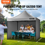 Canopies & Gazebos: VEVOR  304.8 x 304.8 cm Pop up Canopy with Removable Sidewalls, Instant Canopies Portable Gazebo & Wheeled Bag, UV Resistant Waterproof, Enclosed Canopy Tent for Outdoor Events, Patio, Backyard, Party
