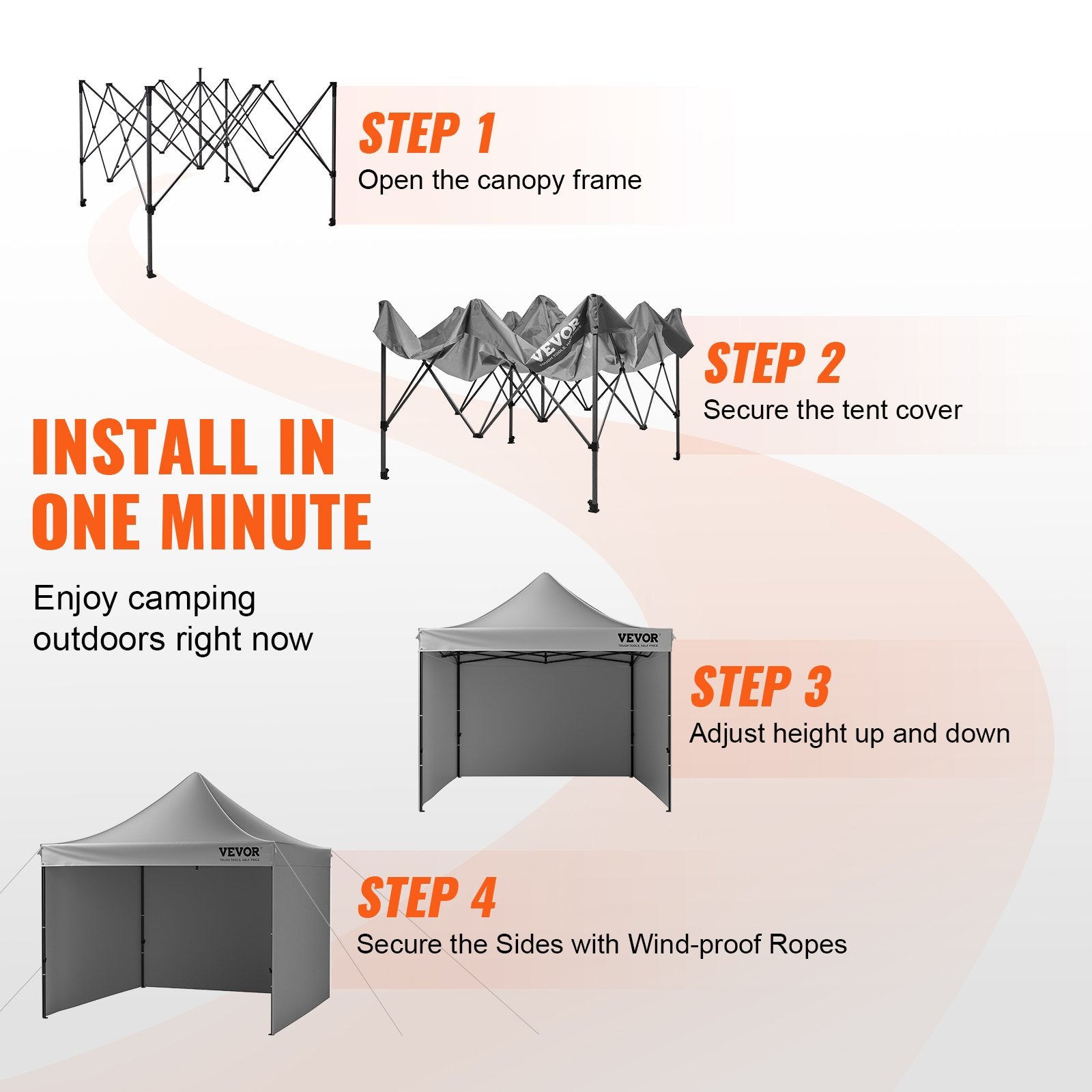 Canopies & Gazebos: VEVOR  304.8 x 304.8 cm Pop up Canopy with Removable Sidewalls, Instant Canopies Portable Gazebo & Wheeled Bag, UV Resistant Waterproof, Enclosed Canopy Tent for Outdoor Events, Patio, Backyard, Party