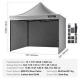 Canopies & Gazebos: VEVOR  304.8 x 304.8 cm Pop up Canopy with Removable Sidewalls, Instant Canopies Portable Gazebo & Wheeled Bag, UV Resistant Waterproof, Enclosed Canopy Tent for Outdoor Events, Patio, Backyard, Party