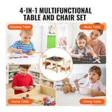 Outdoor Dining Sets: VEVOR Kids Table and Chair Set Wooden Activity Table with Storage Space & Boxes
