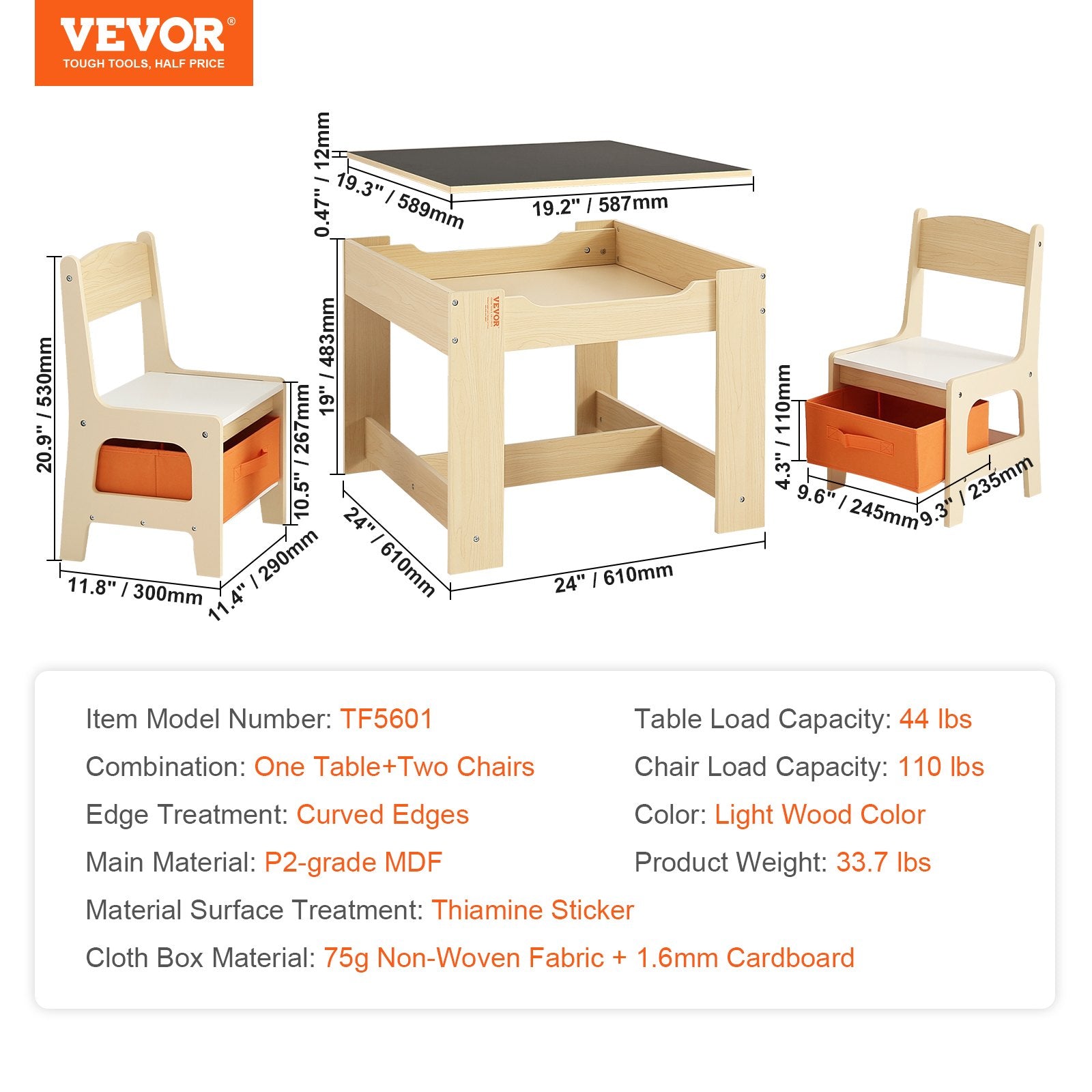 Outdoor Dining Sets: VEVOR Kids Table and Chair Set Wooden Activity Table with Storage Space & Boxes